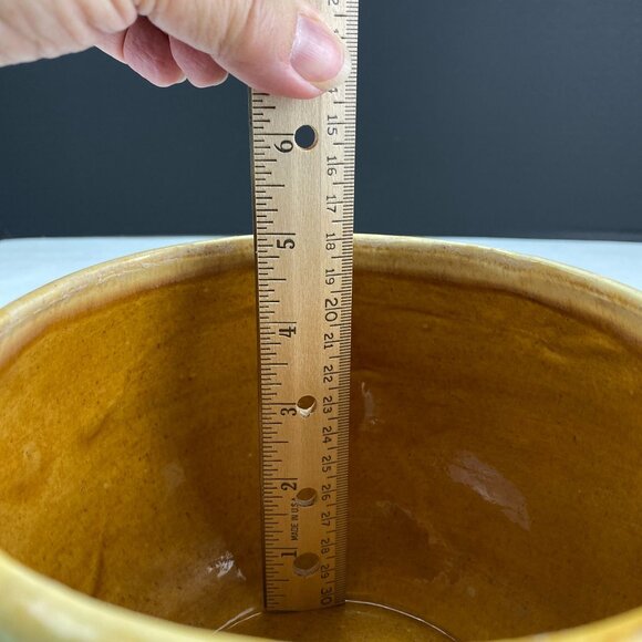 Vintage Retro Pottery Yellow Gold Drip Glaze Flower Pot Planter - Picture 11 of 11